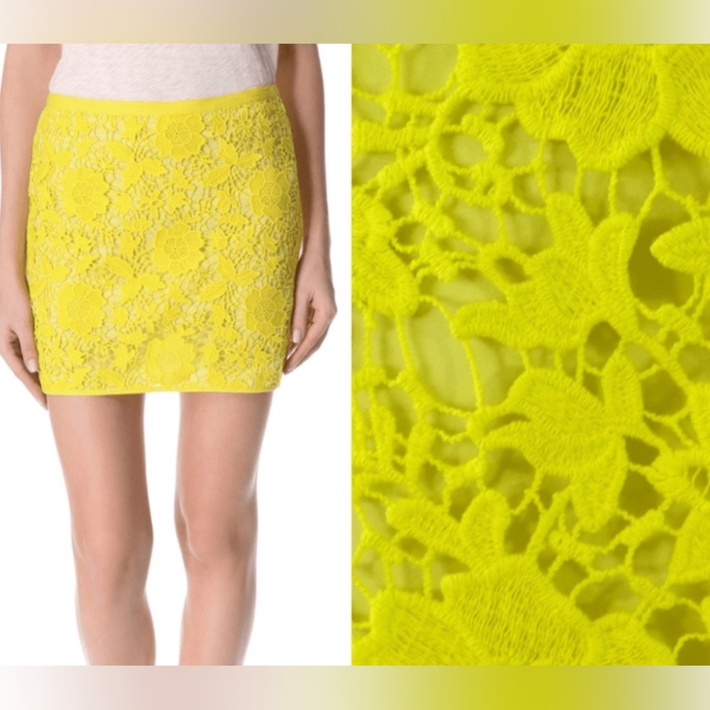 MADEWELL lemon yellow meadow lace crochet eyelet mini skirt Size 2